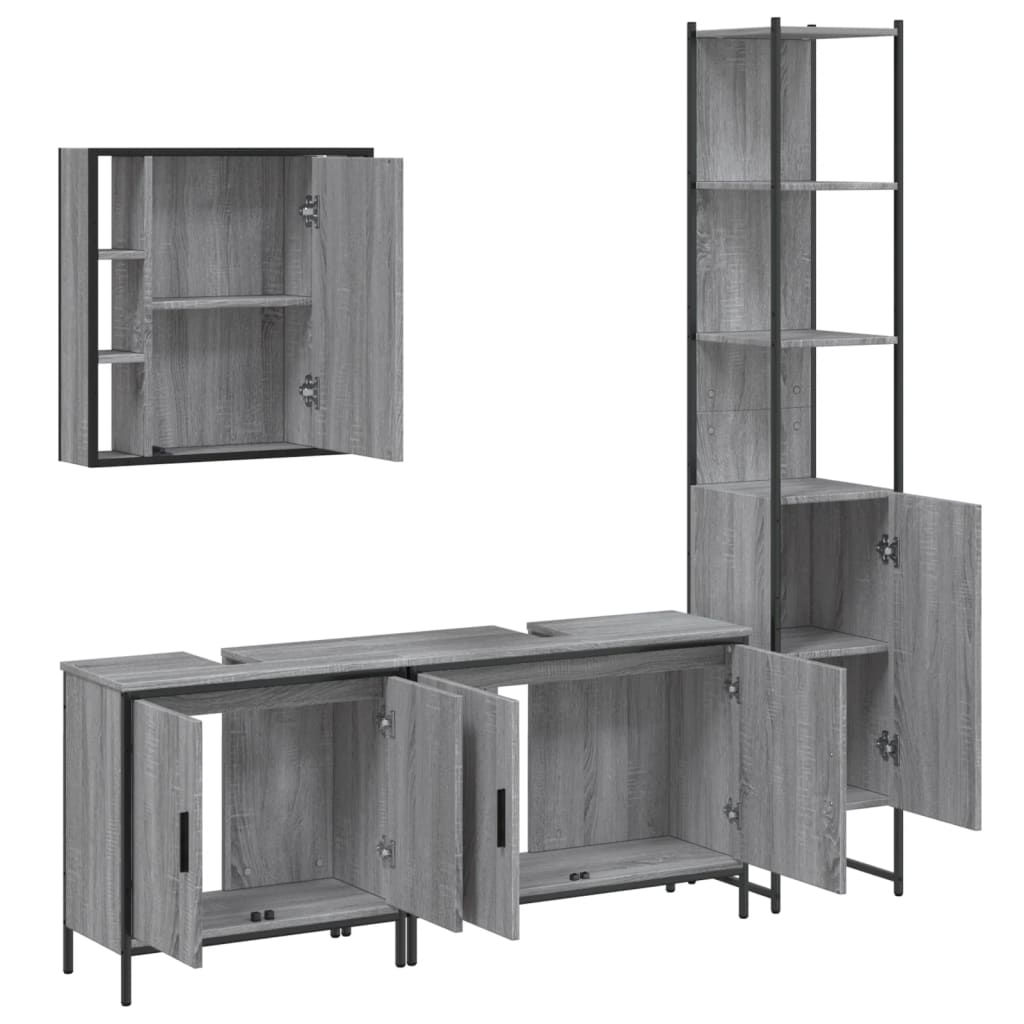 Ensemble d'armoires de salle de bain 4 pcs sonoma gris