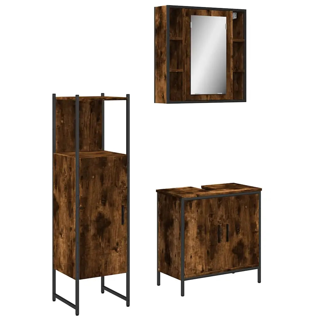 Ensemble d’armoires de salle de bain 3 pcs chêne fumé - XIOS