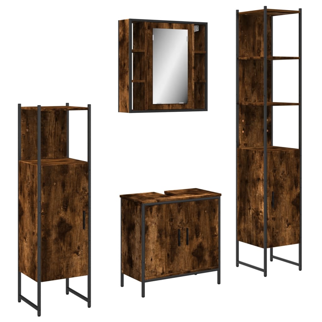 Ensemble d'armoires de salle de bain 4 pcs chêne fumé