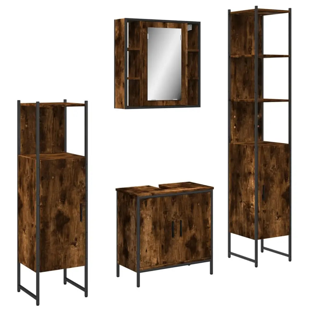 Ensemble d’armoires de salle de bain 4 pcs chêne fumé - XIOS