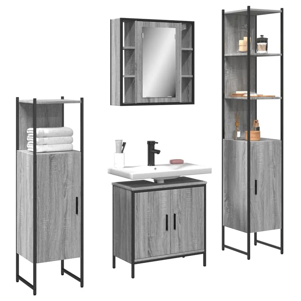 Ensemble d’armoires de salle de bain 4 pcs sonoma gris - XIOS