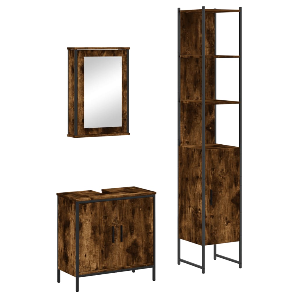 Ensemble de meubles de salle de bain 3 pcs Chêne fumé