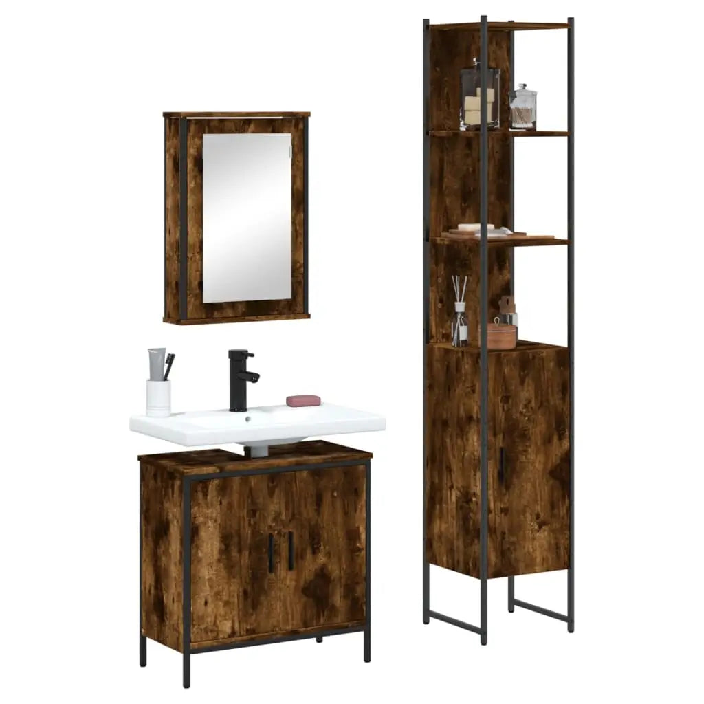Ensemble de meubles de salle de bain 3 pcs Chêne fumé - XIOS