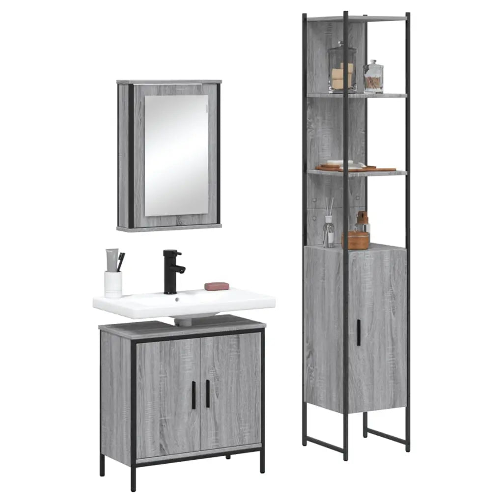 Ensemble de meubles de salle de bain 3 pcs Sonoma gris - XIOS