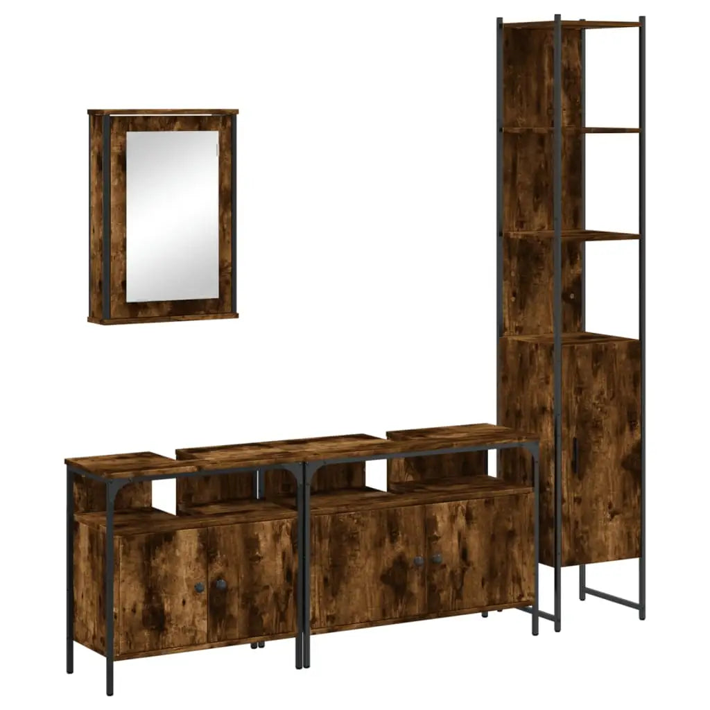 Ensemble de meubles de salle de bain 4 pcs Chêne fumé Bois - XIOS