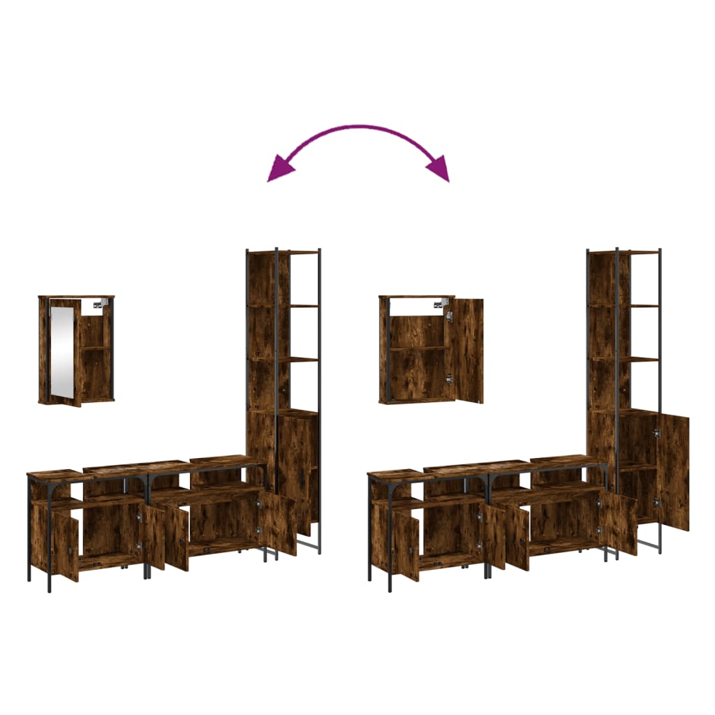 Ensemble de meubles de salle de bain 4 pcs Chêne fumé Bois