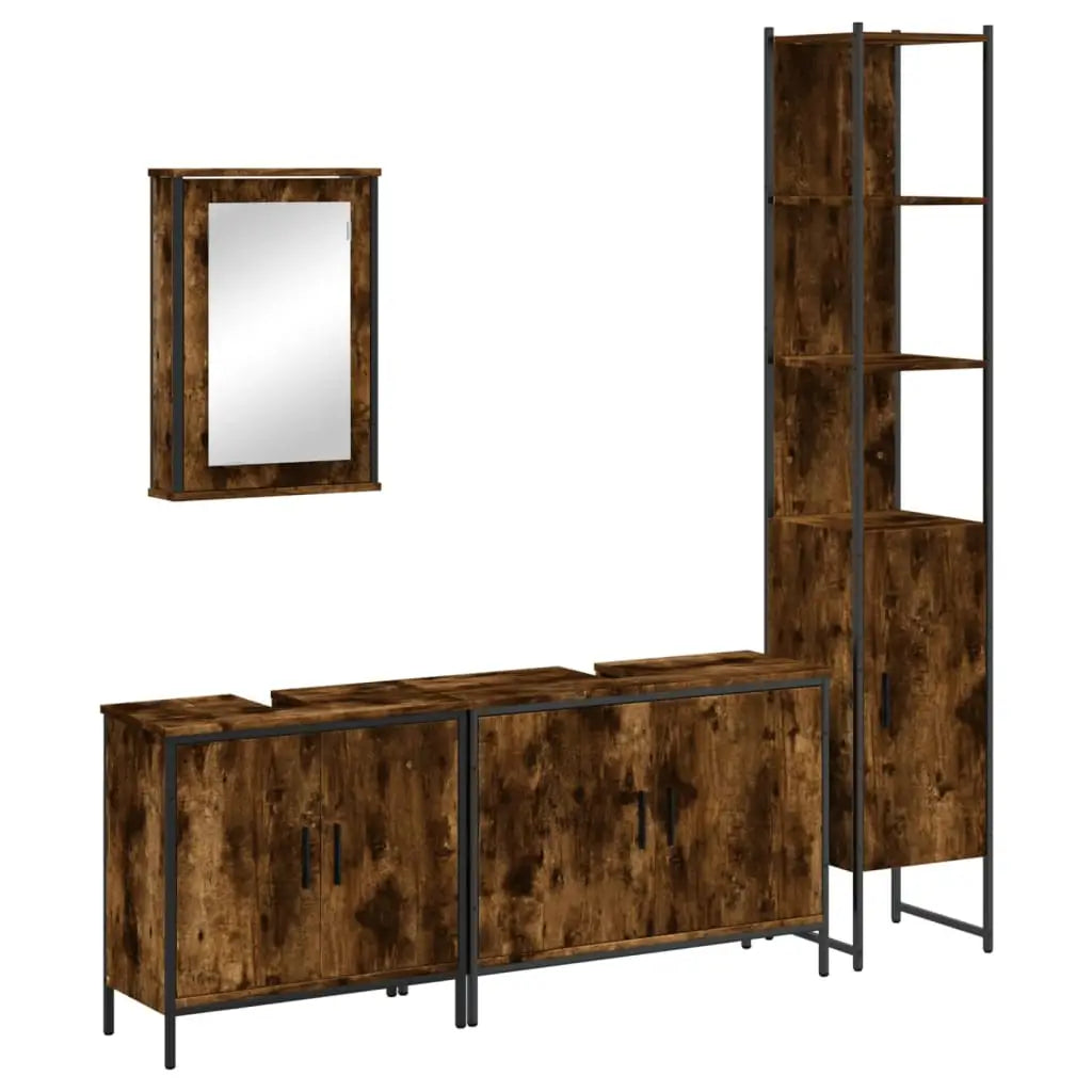 Ensemble de meubles de salle de bain 4 pcs Chêne fumé Bois - XIOS