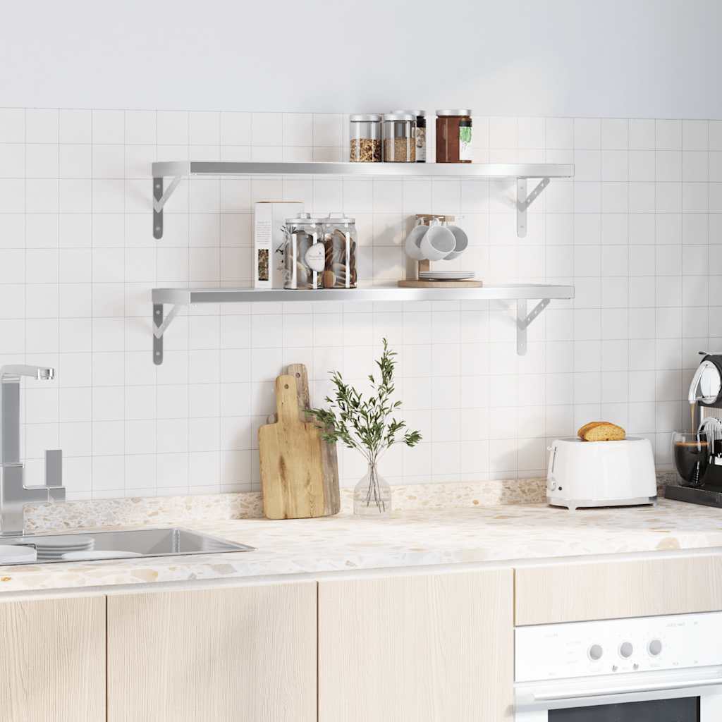 Étagères murales 2 pcs 100x23,5 cm argenté acier inoxydable - XIOS