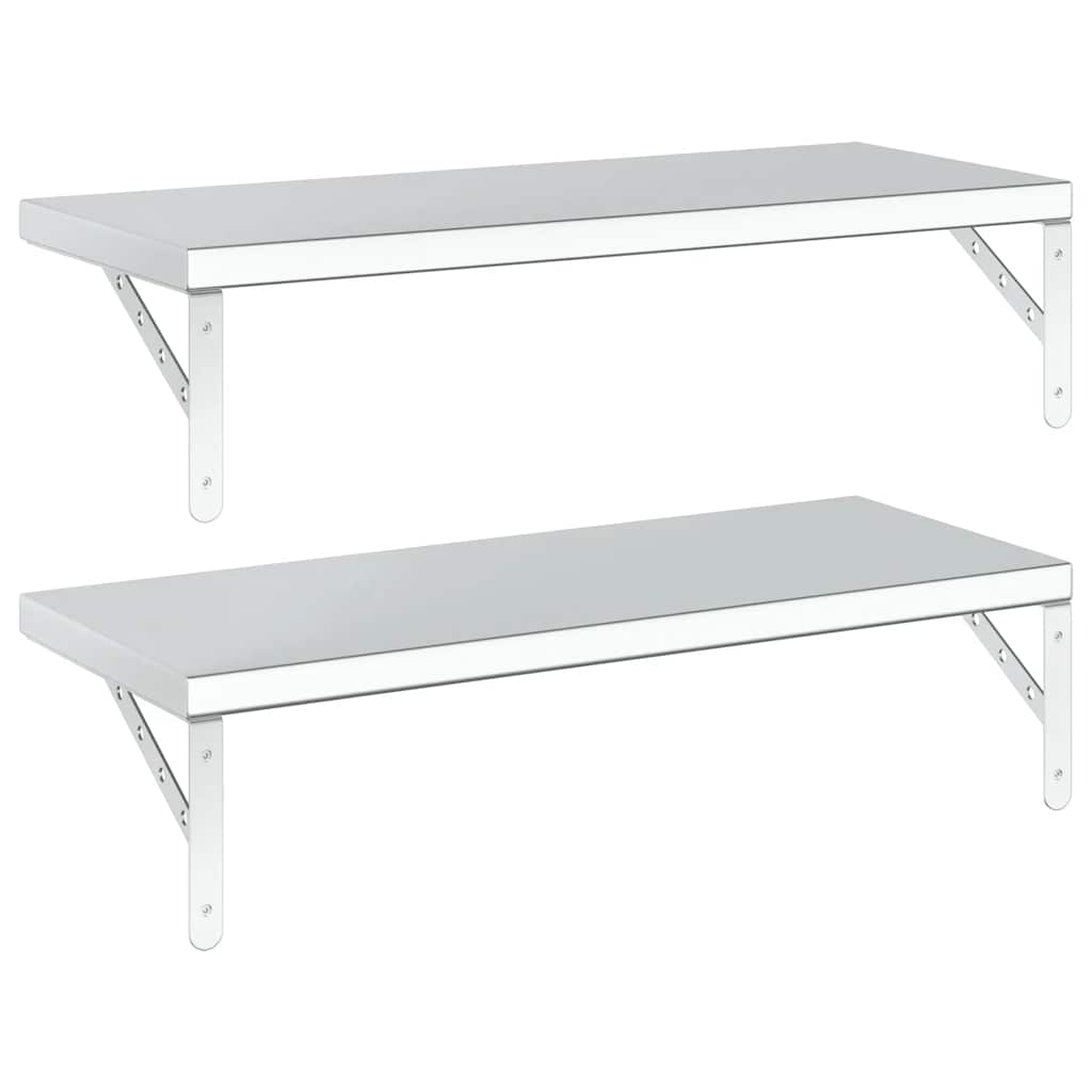 Étagères murales 2 pcs 75x30 cm argenté acier inoxydable - XIOS