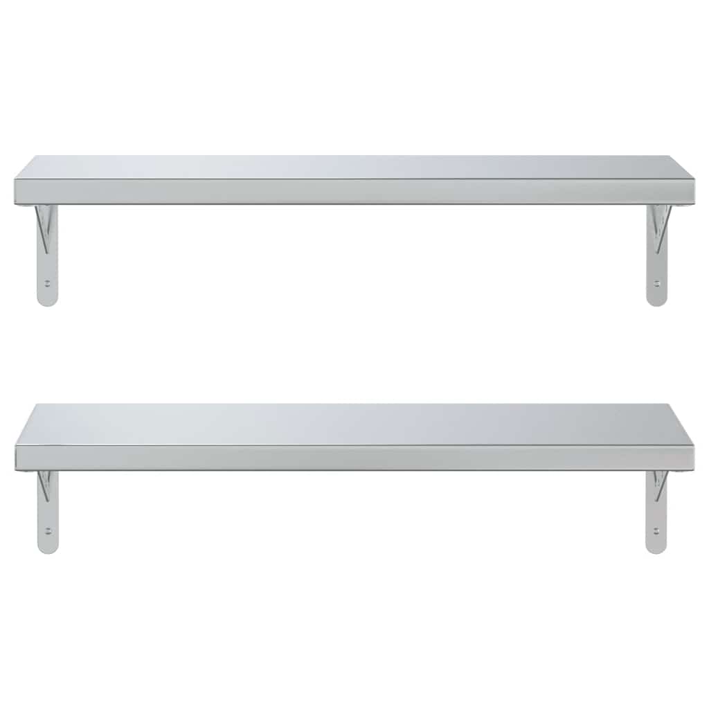 Étagères murales 2 pcs 75x23,5 cm argenté acier inoxydable - XIOS