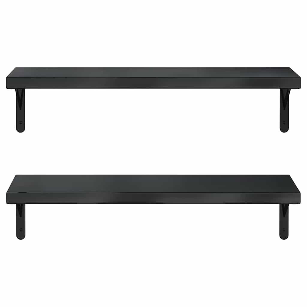 Étagères murales 2 pcs 75x23,5 cm noir acier inoxydable - XIOS