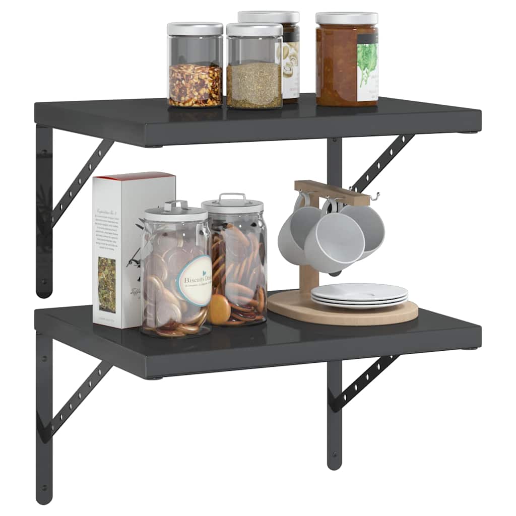 Étagères murales 2 pcs 50x40 cm noir acier inoxydable - XIOS