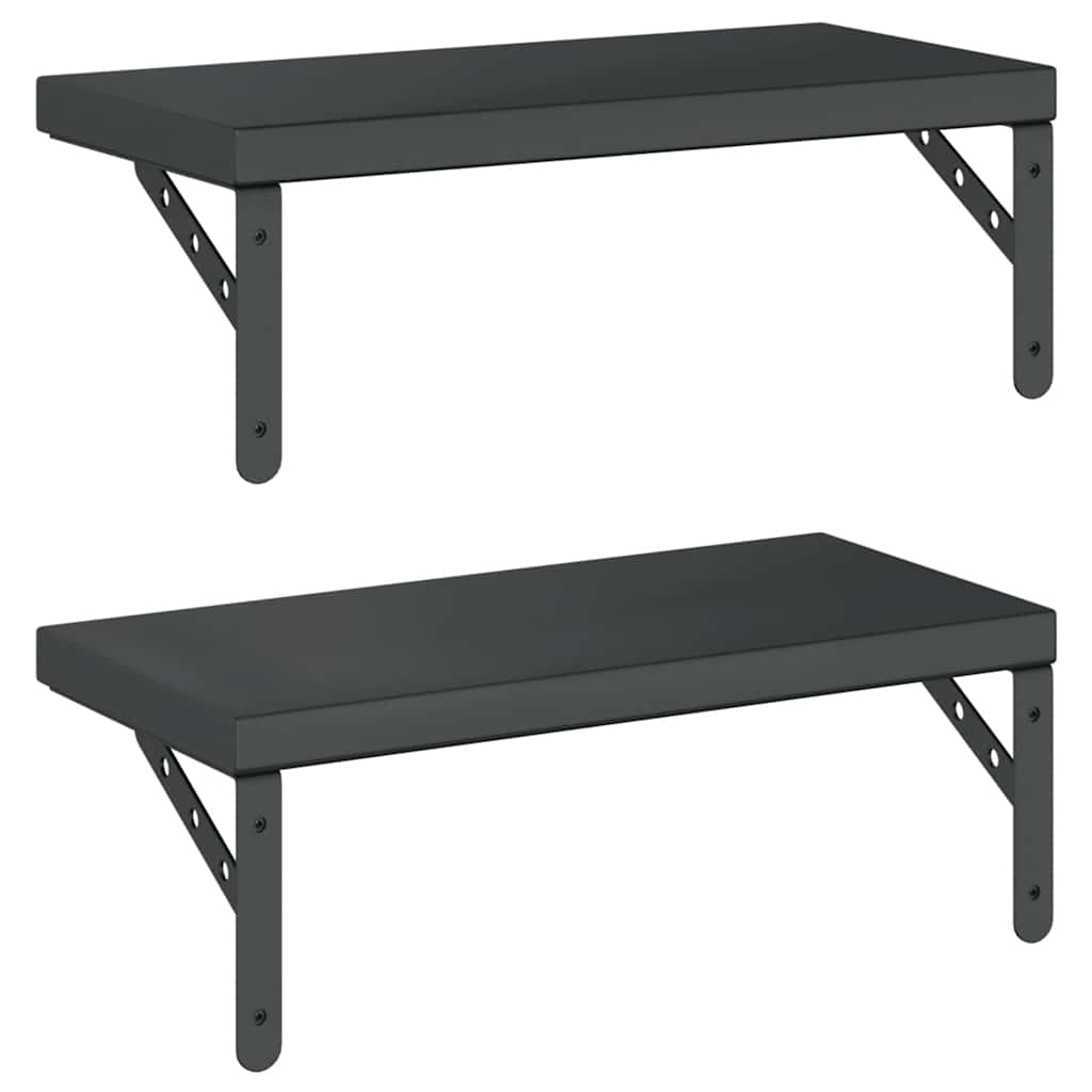 Étagères murales 2 pcs 50x23,5 cm noir acier inoxydable - XIOS
