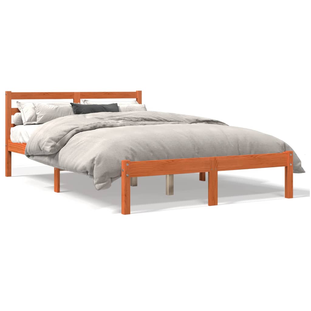 Cadre de lit sans matelas cire marron 150x200cm bois pin massif - XIOS