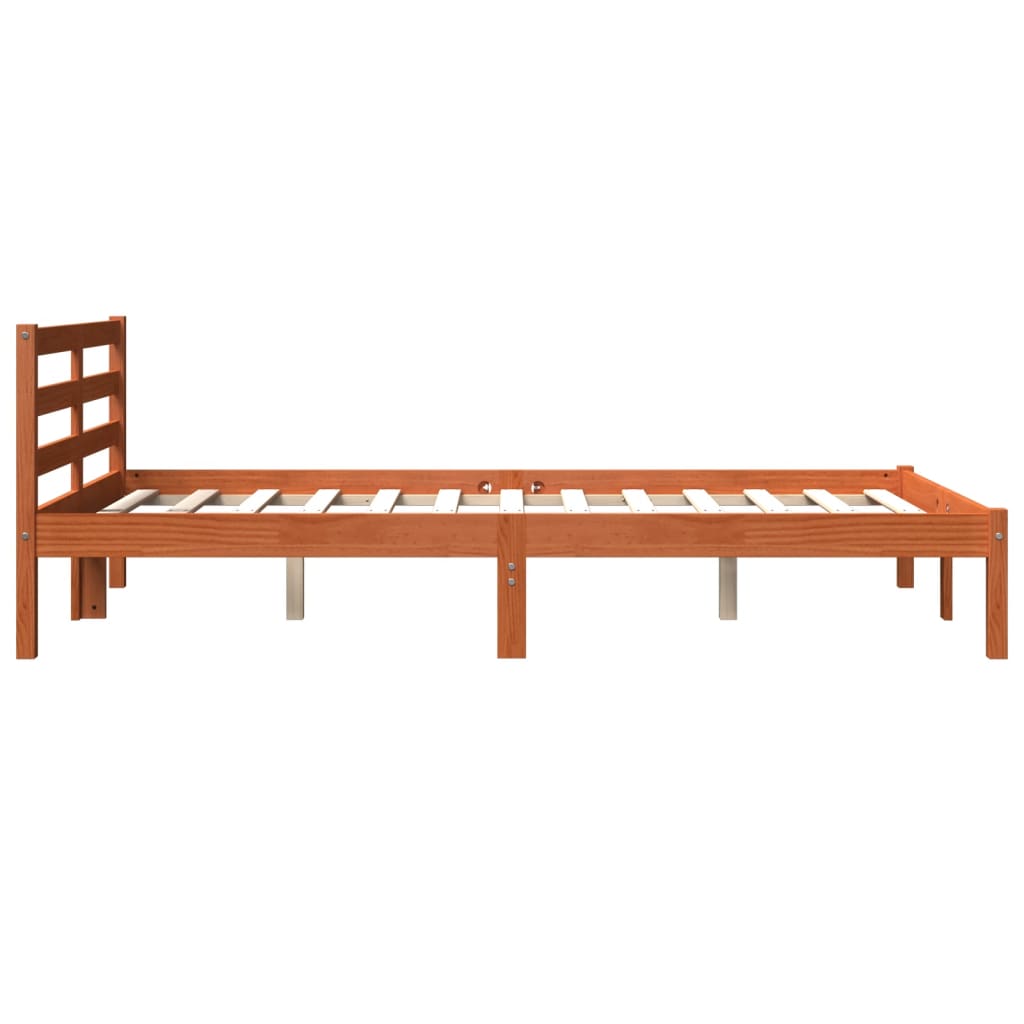Cadre de lit sans matelas cire marron 150x200cm bois pin massif - XIOS