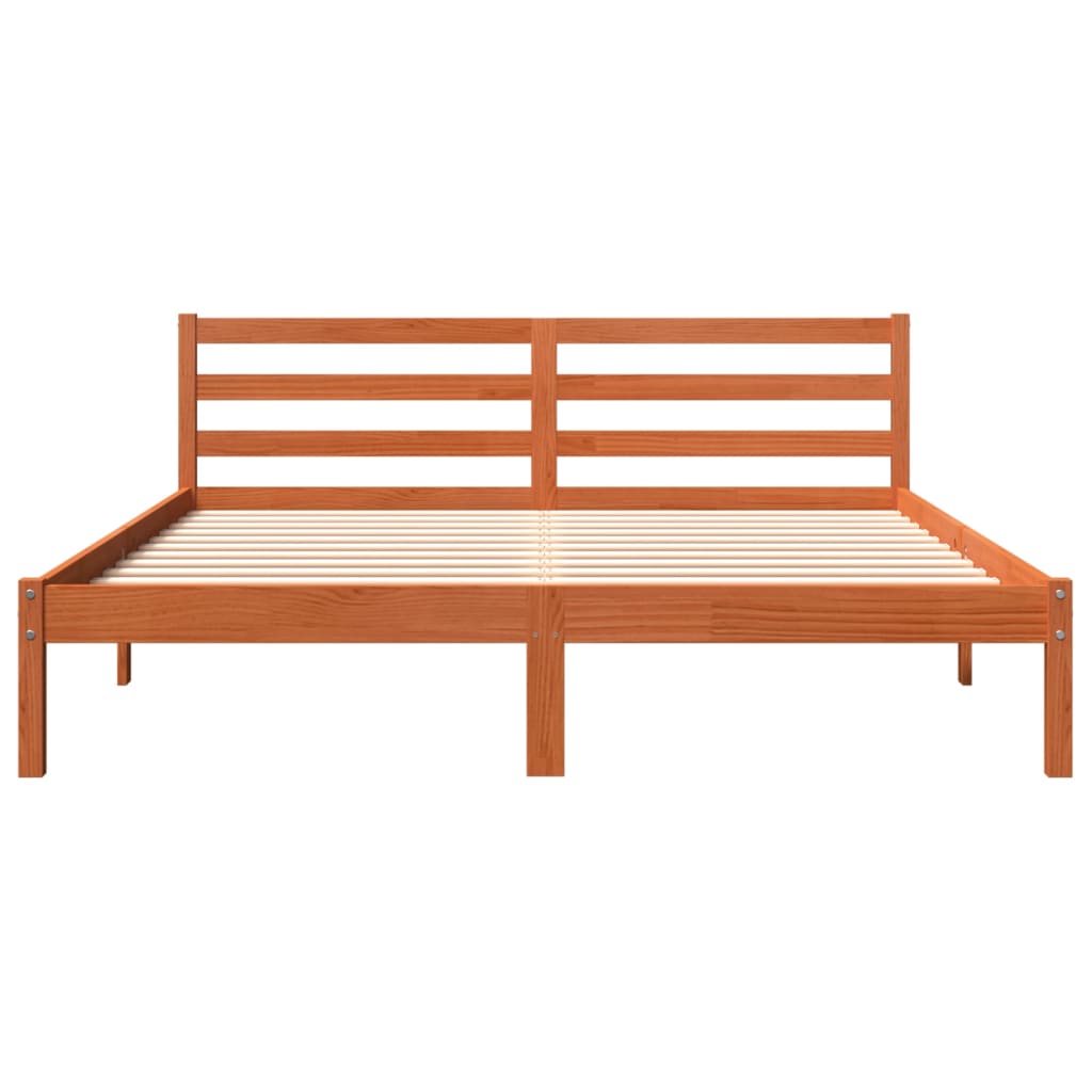 Cadre de lit sans matelas cire marron 200x200cm bois pin massif - XIOS