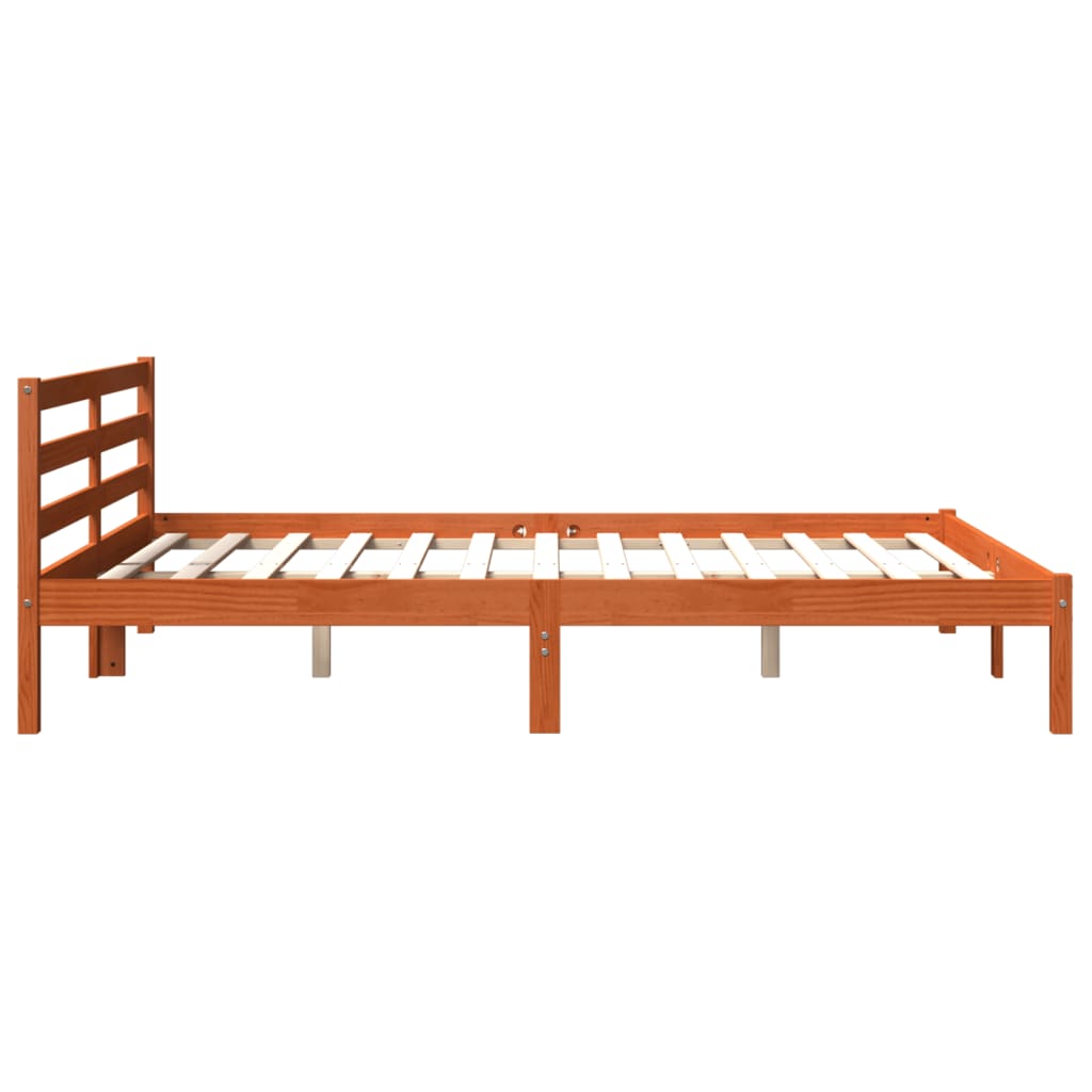Cadre de lit sans matelas cire marron 200x200cm bois pin massif - XIOS