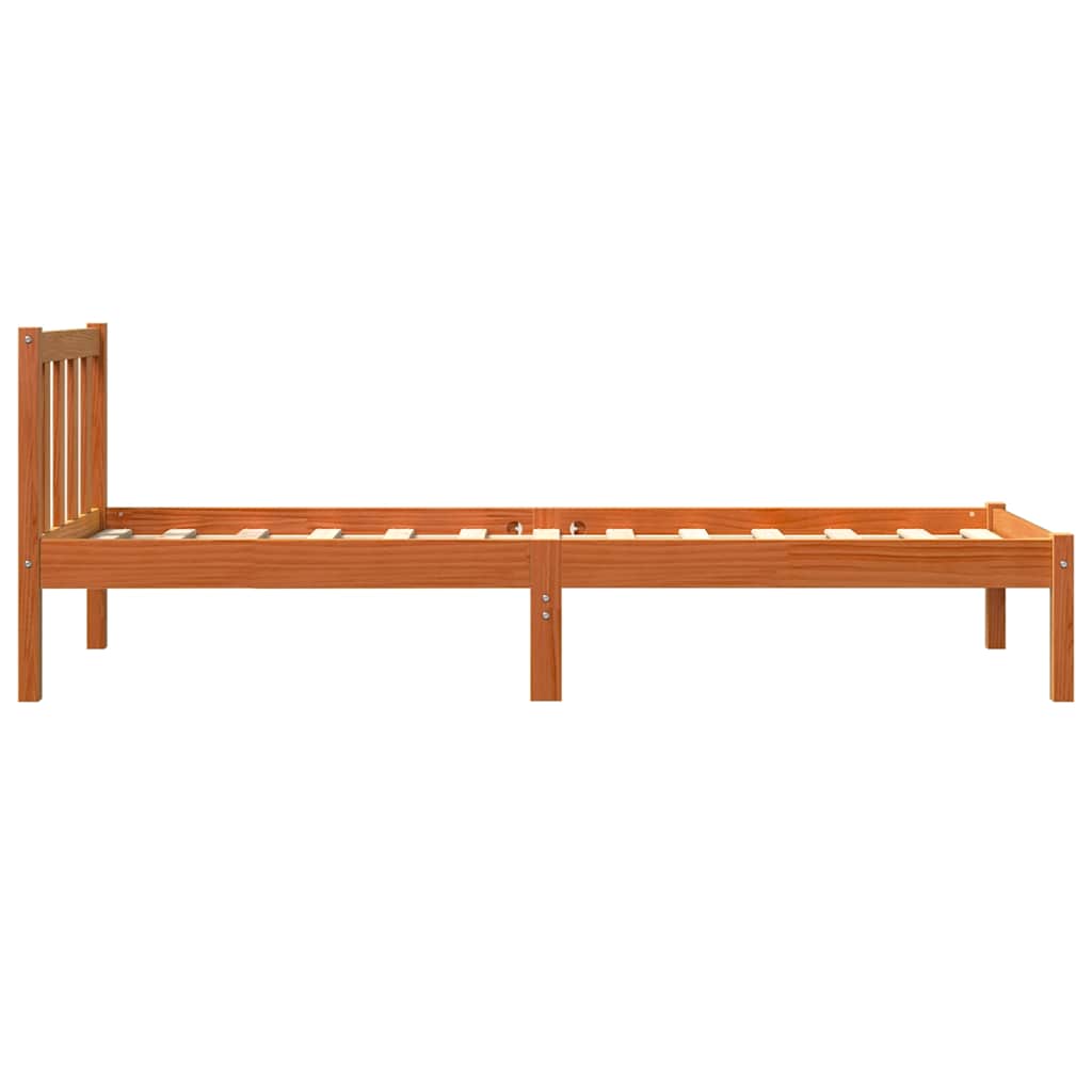 Cadre de lit sans matelas cire marron 100x200cm bois pin massif - XIOS