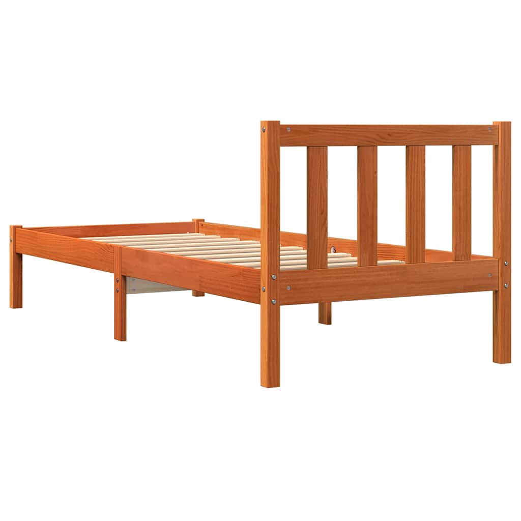 Cadre de lit sans matelas cire marron 100x200cm bois pin massif - XIOS
