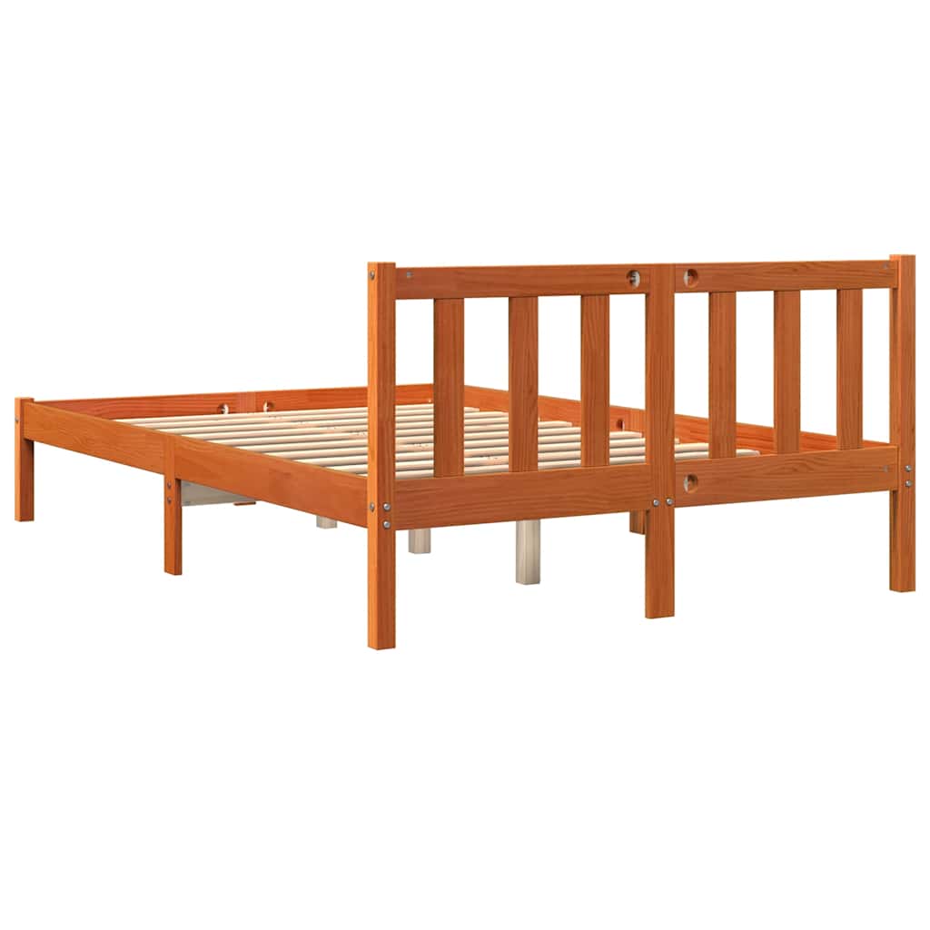 Cadre de lit sans matelas cire marron 120x200cm bois pin massif - XIOS