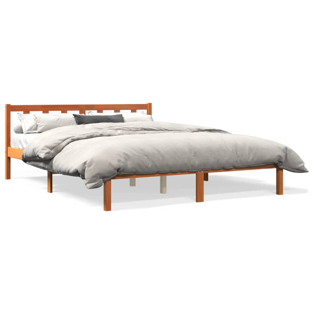 Cadre de lit sans matelas cire marron 150x200cm bois pin massif - XIOS