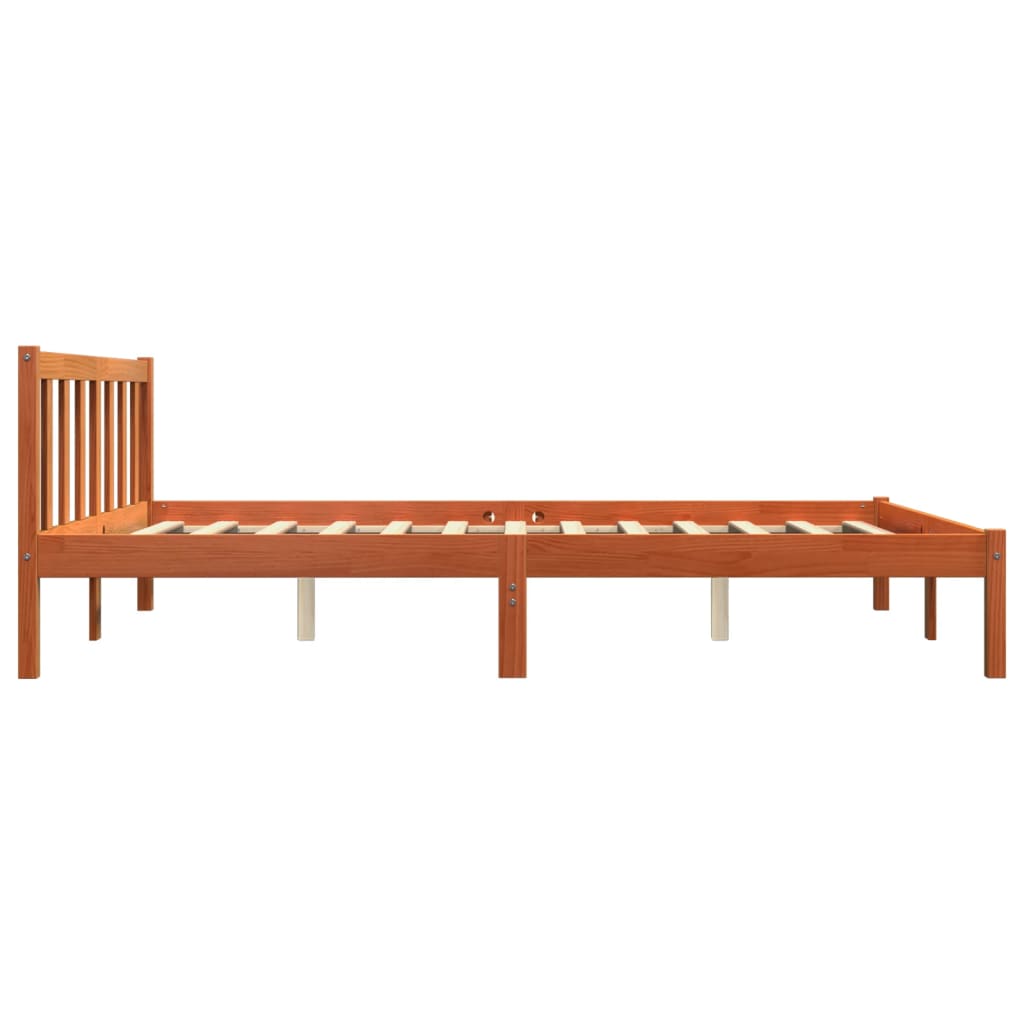 Cadre de lit sans matelas cire marron 150x200cm bois pin massif - XIOS