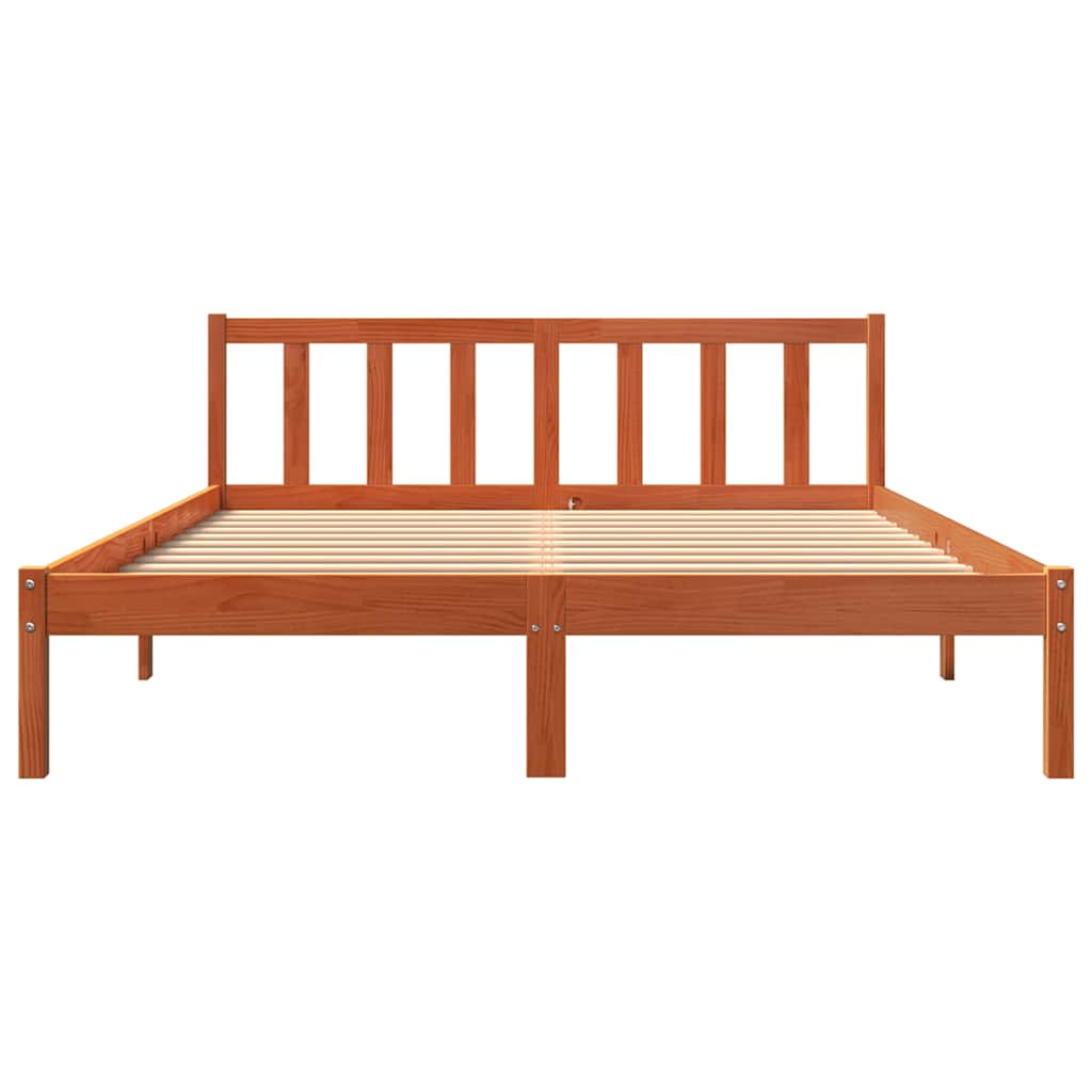 Cadre de lit sans matelas cire marron 160x200cm bois pin massif - XIOS