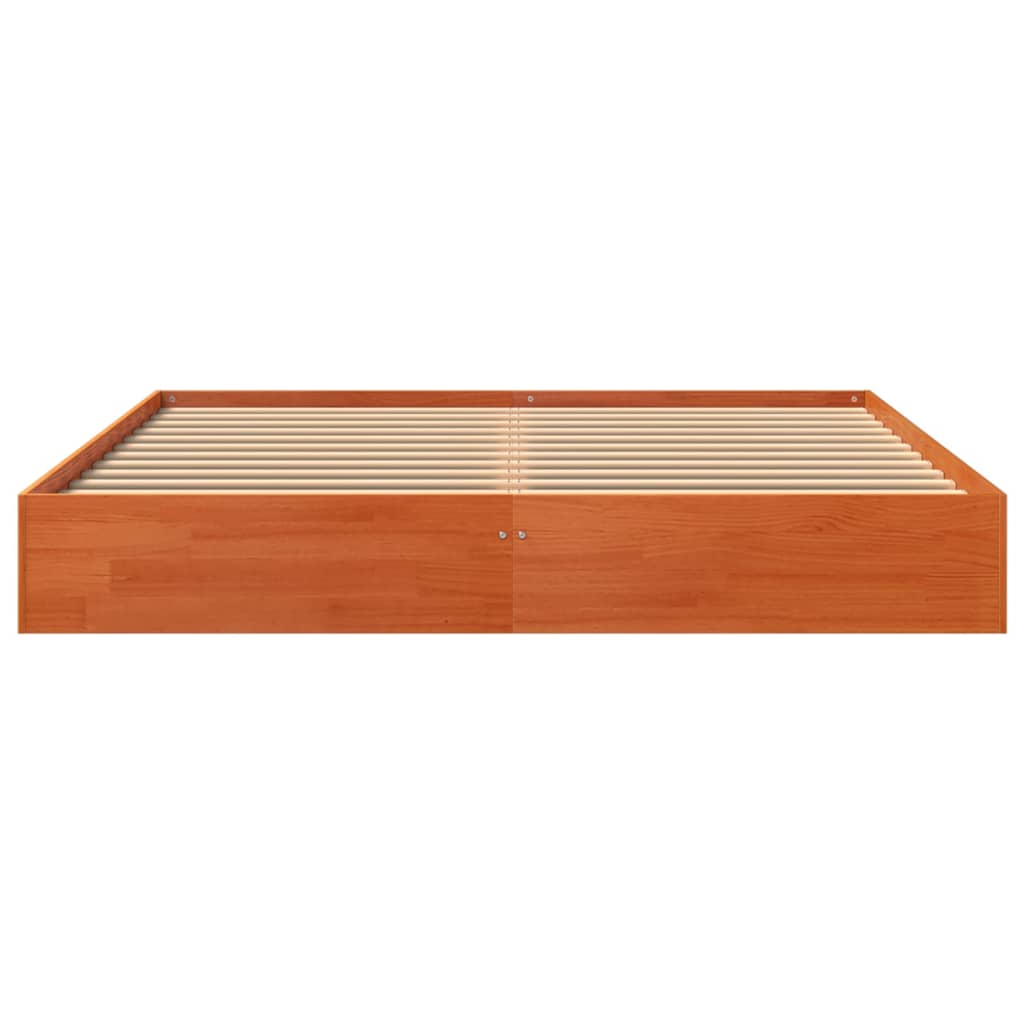Cadre de lit sans matelas cire marron 160x200cm bois pin massif - XIOS