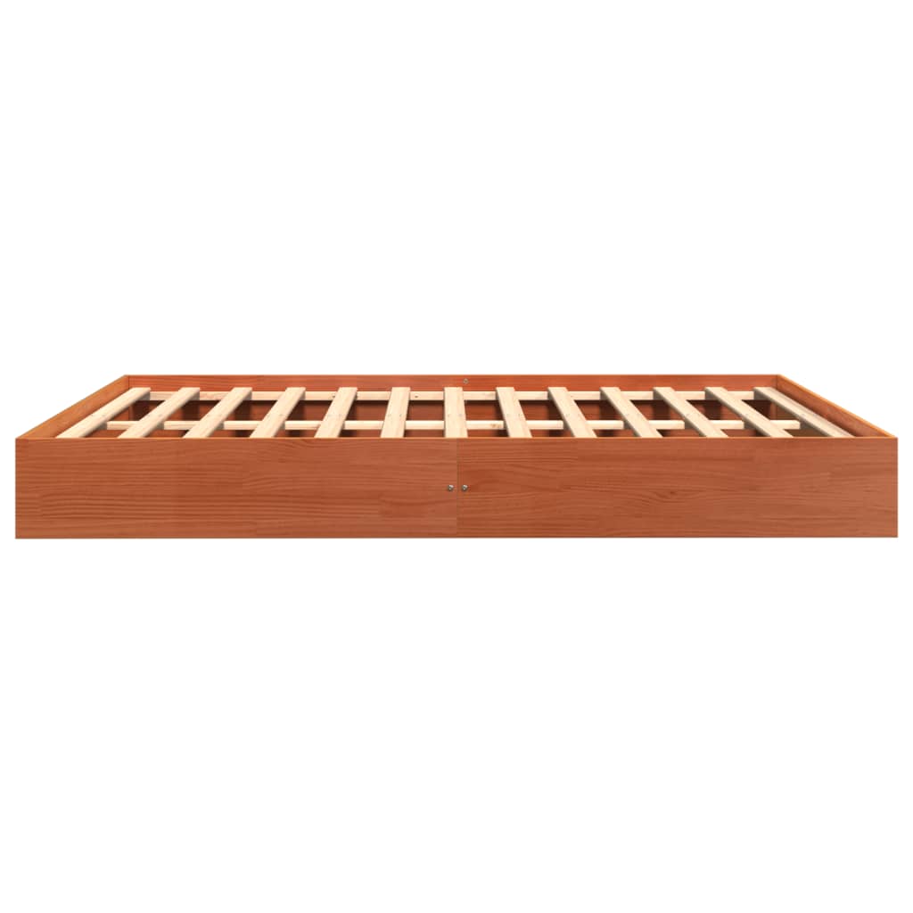 Cadre de lit sans matelas cire marron 160x200cm bois pin massif - XIOS