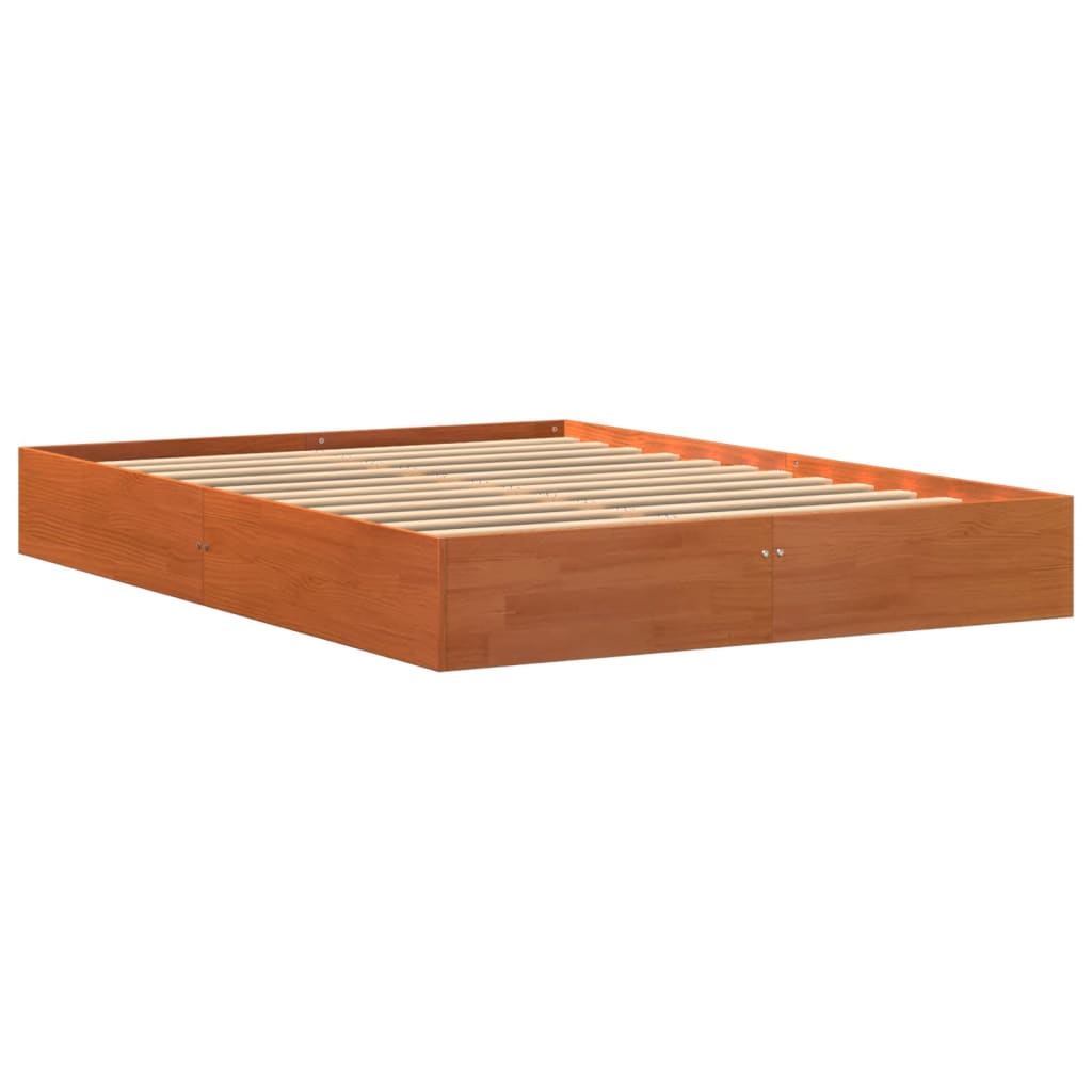 Cadre de lit sans matelas cire marron 140x200cm bois pin massif - XIOS