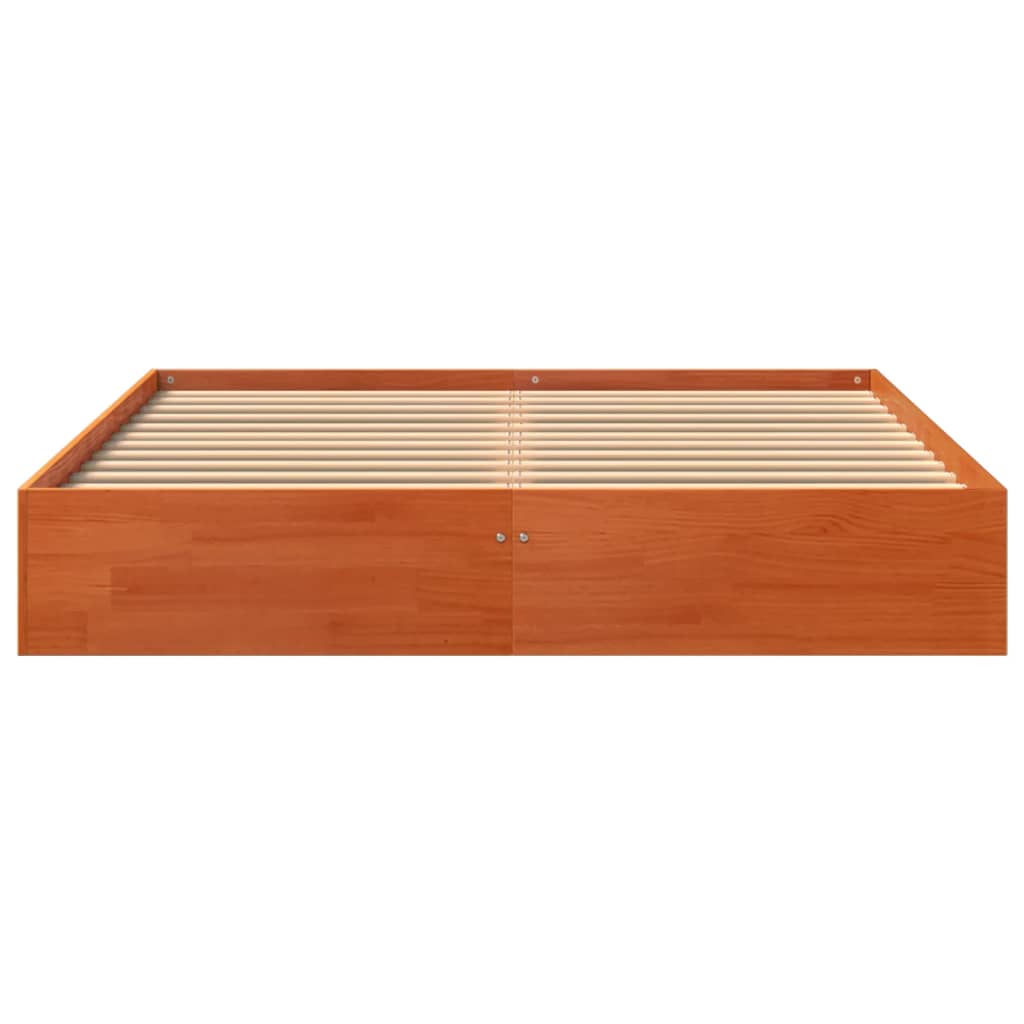 Cadre de lit sans matelas cire marron 140x200cm bois pin massif - XIOS