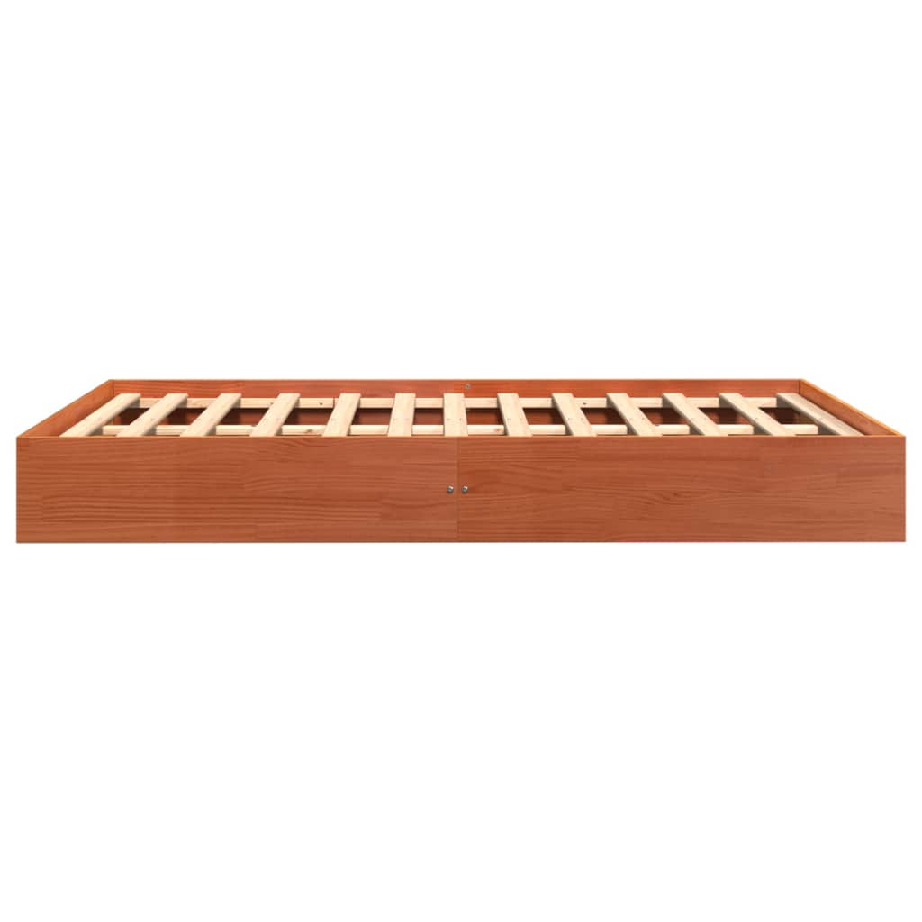 Cadre de lit sans matelas cire marron 140x200cm bois pin massif - XIOS