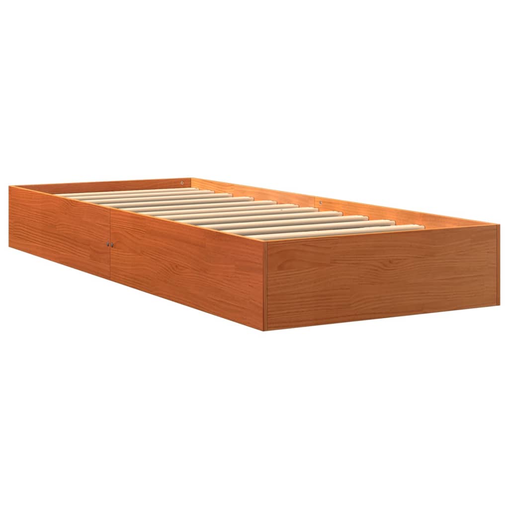 Cadre de lit sans matelas cire marron 90x190 cm bois pin massif - XIOS