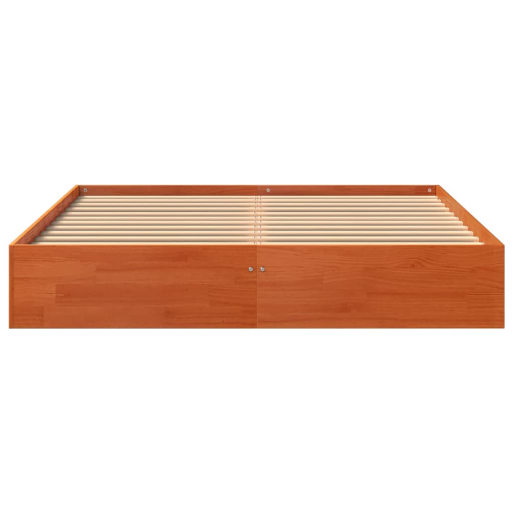 Cadre de lit sans matelas cire marron 120x190cm bois pin massif - XIOS