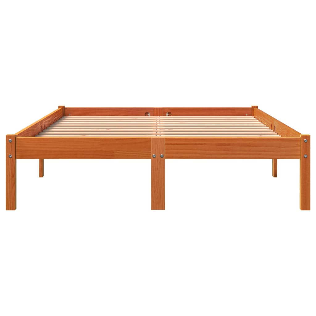 Cadre de lit sans matelas cire marron 140x190cm bois pin massif - XIOS