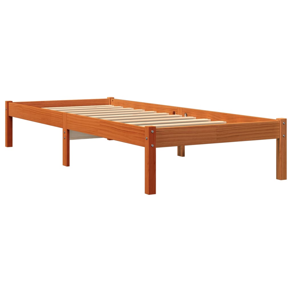 Cadre de lit sans matelas cire marron 90x200 cm bois pin massif - XIOS