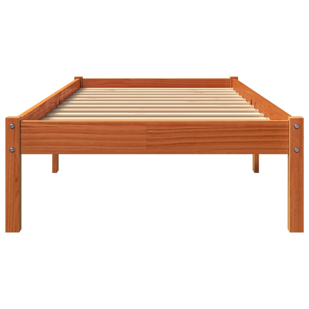 Cadre de lit sans matelas cire marron 90x200 cm bois pin massif - XIOS