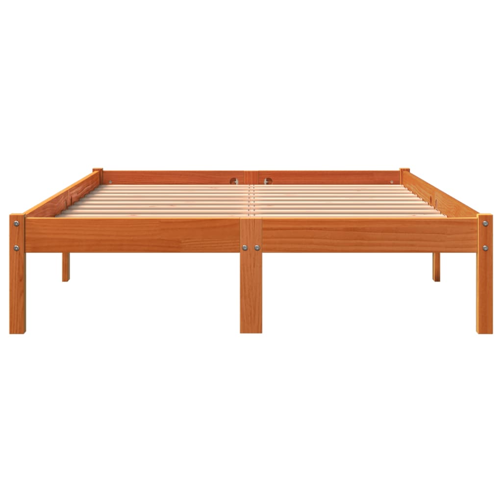 Cadre de lit sans matelas cire marron 140x200cm bois pin massif - XIOS
