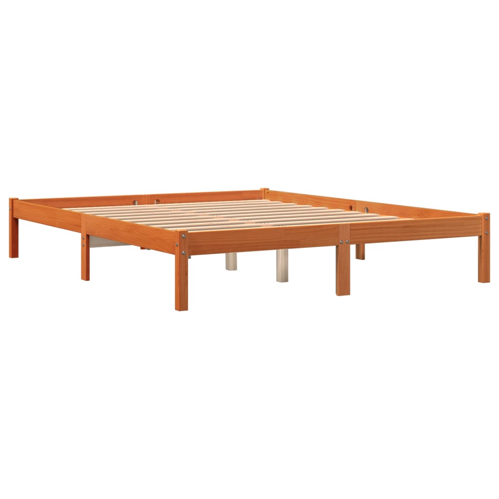 Cadre de lit sans matelas cire marron 160x200cm bois pin massif - XIOS
