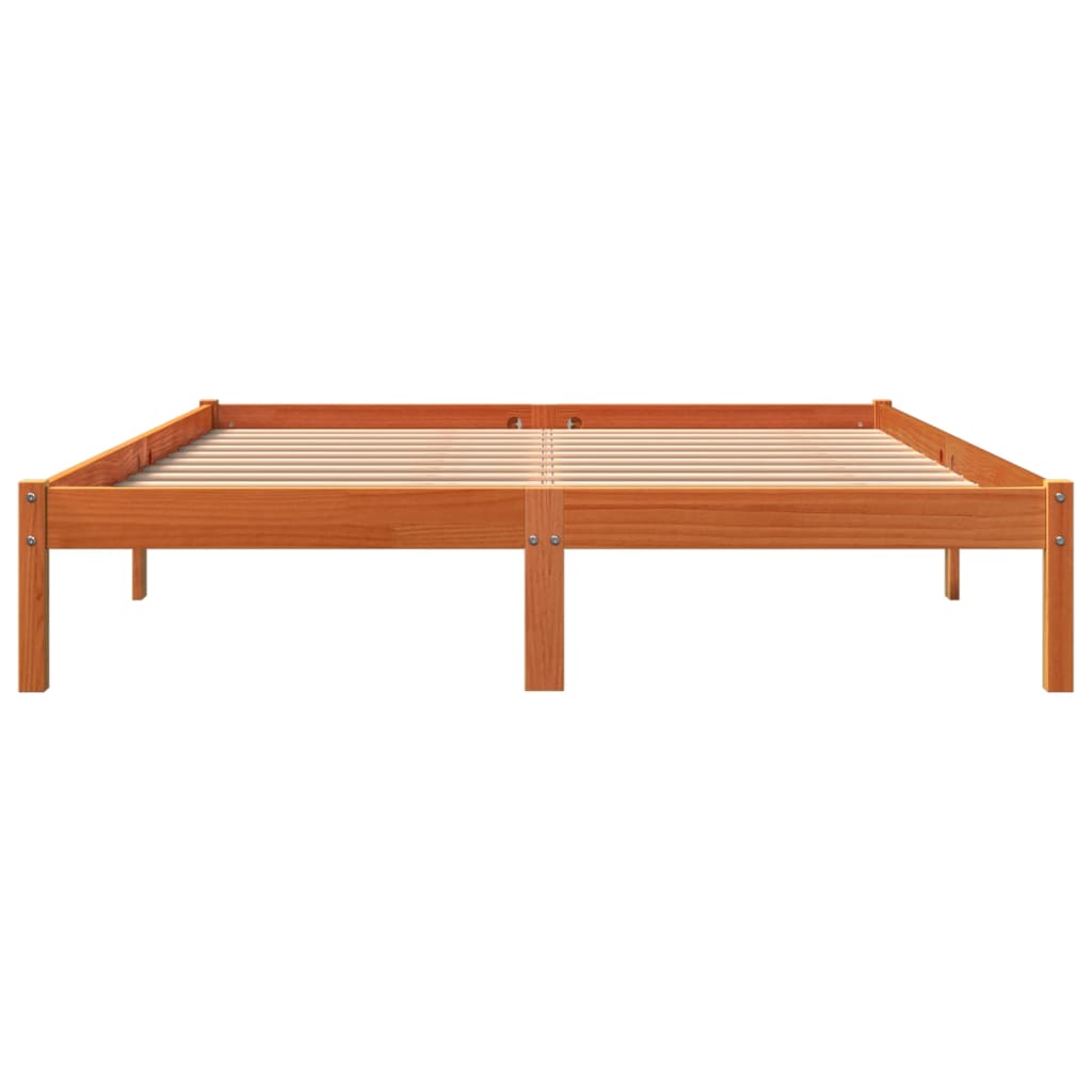 Cadre de lit sans matelas cire marron 160x200cm bois pin massif - XIOS
