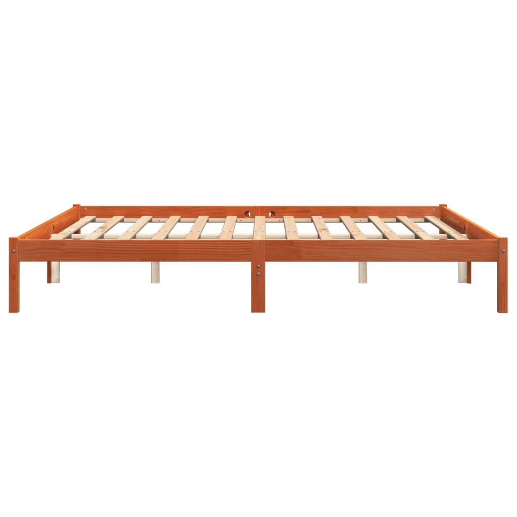 Cadre de lit sans matelas cire marron 200x200cm bois pin massif - XIOS