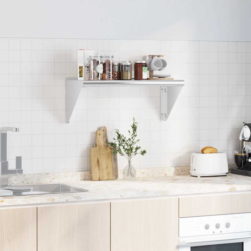 Étagère murale 75x30x31 cm argenté acier inoxydable - XIOS