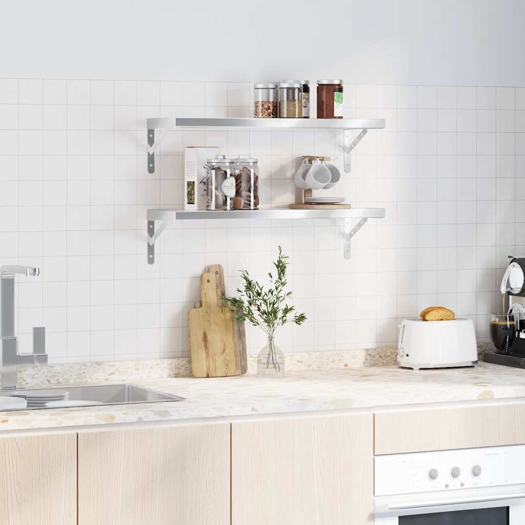 Étagères murales 2 pcs 75x23,5x3 cm argenté acier inoxydable - XIOS