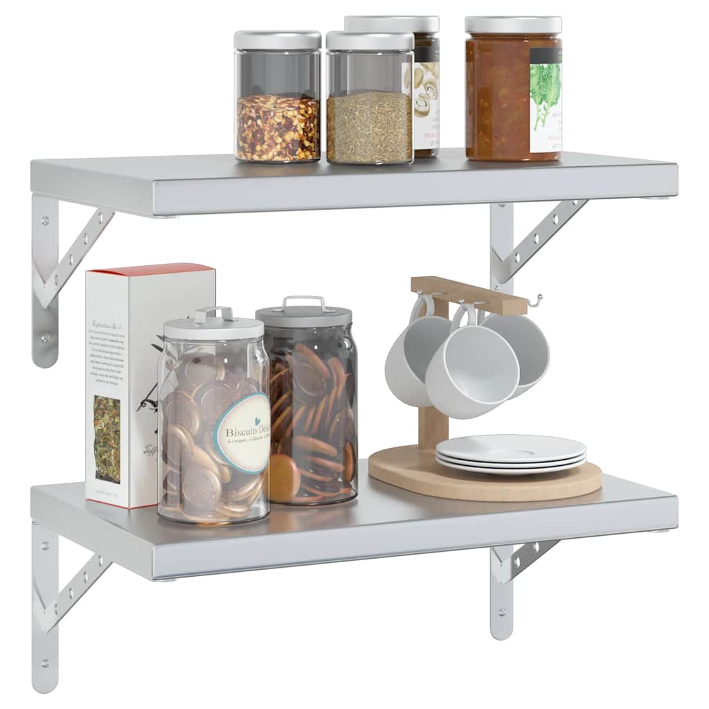 Étagères murales 2 pcs 50x30x3 cm argenté acier inoxydable - XIOS