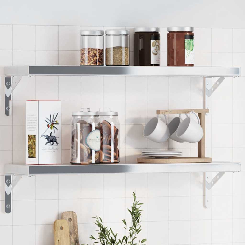 Supports d'étagères 4 pcs 20x2,5x14 cm argenté acier inoxydable - XIOS