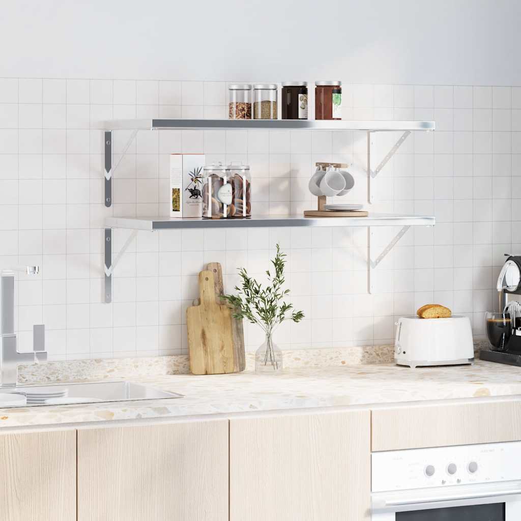 Supports d'étagères 4 pcs 40x2,5x25 cm argenté acier inoxydable - XIOS