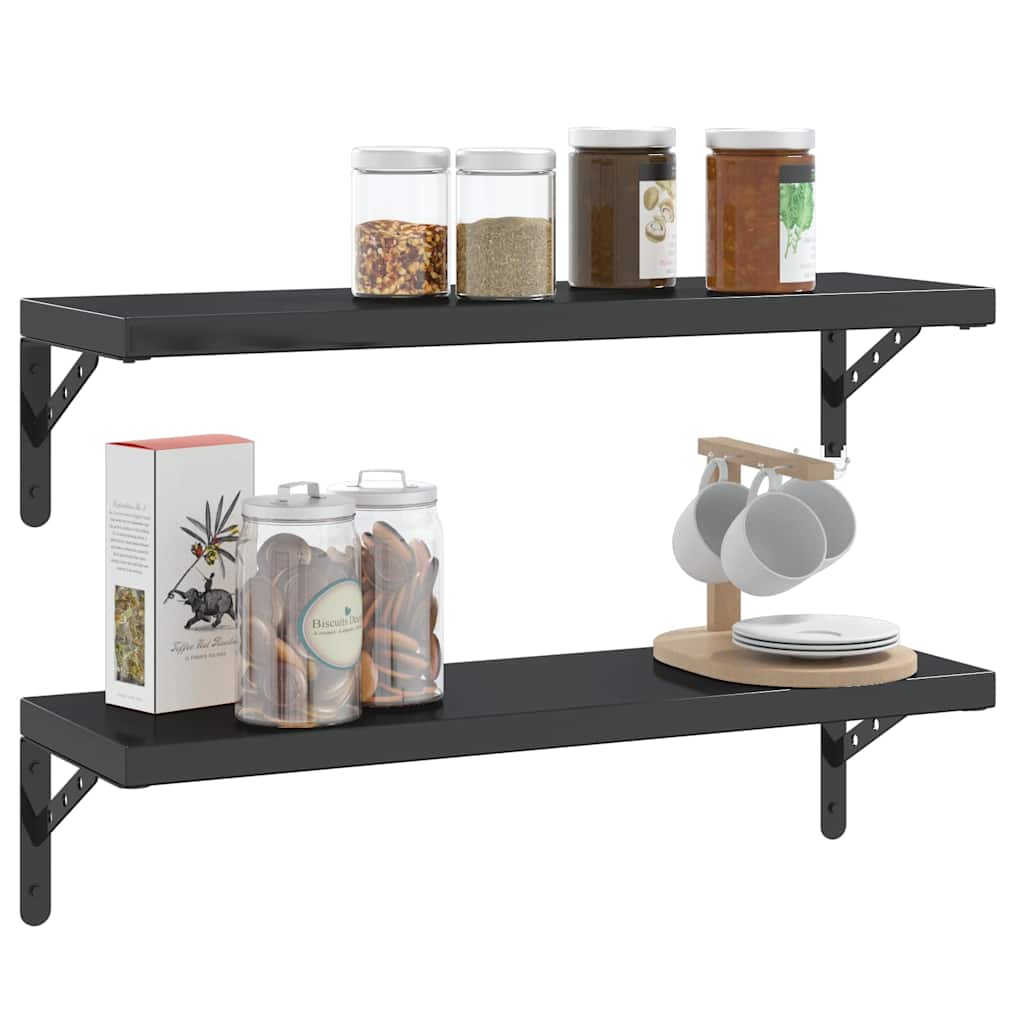 Supports d'étagères 4 pcs 23,5x2,5x15,5cm noir acier inoxydable - XIOS