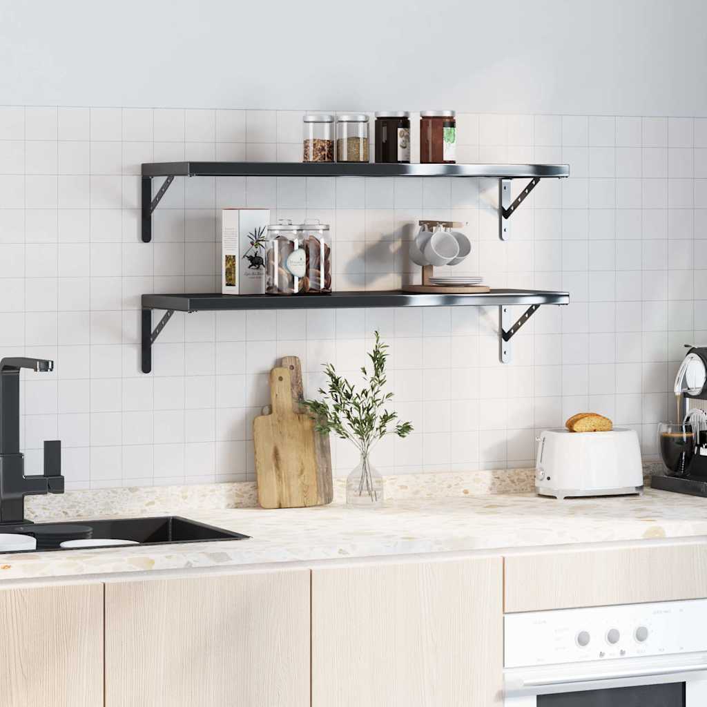 Supports d'étagères 4 pcs 30x2,5x15,5 cm noir acier inoxydable - XIOS