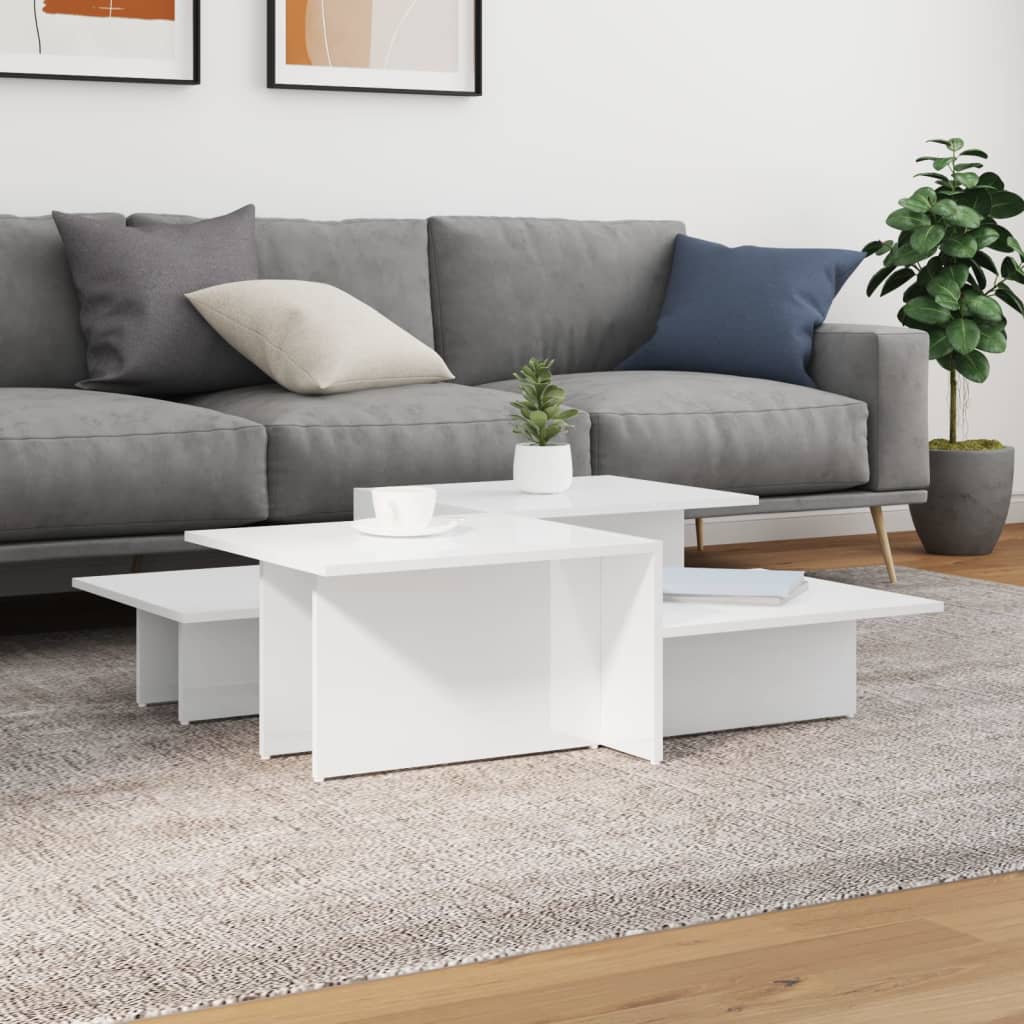 Tables basses 2 pcs blanc brillant bois d'ingénierie - XIOS
