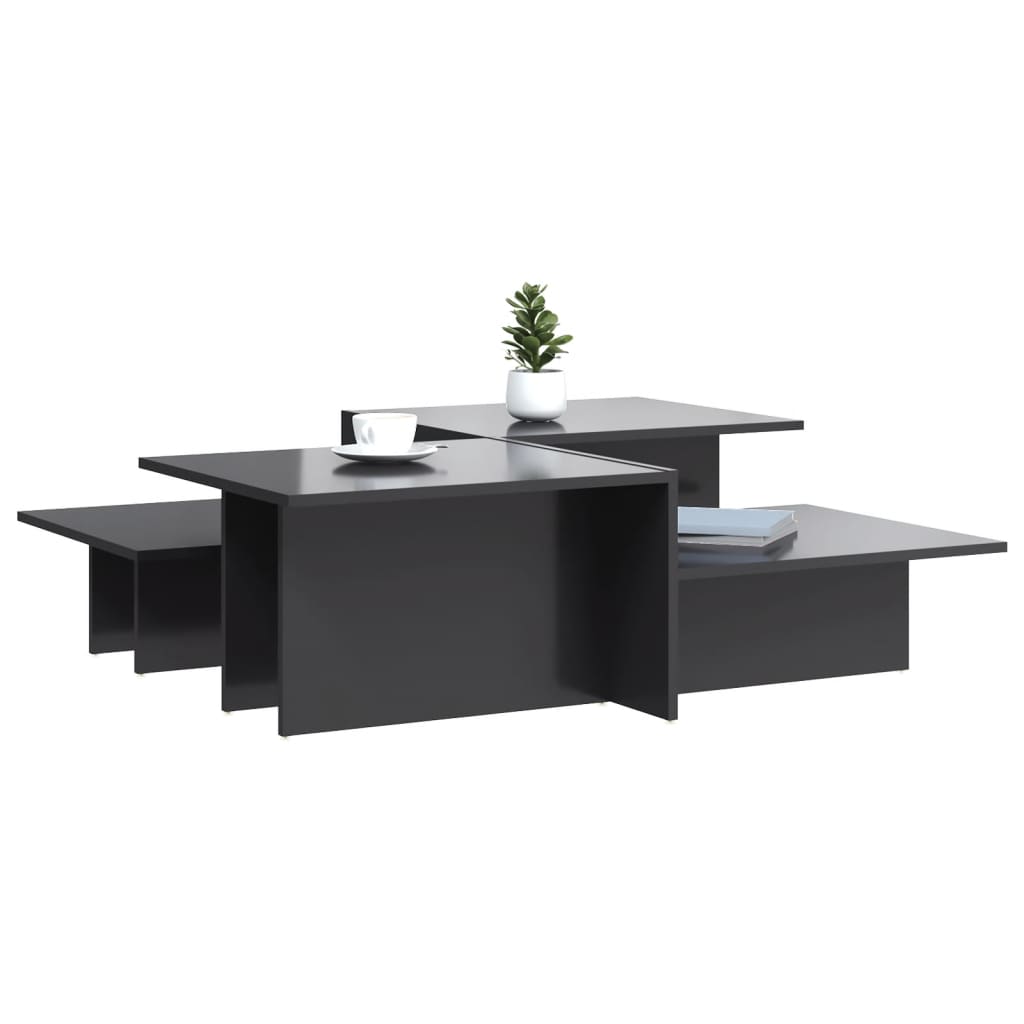 Tables basses 2 pcs gris brillant bois d'ingénierie - XIOS